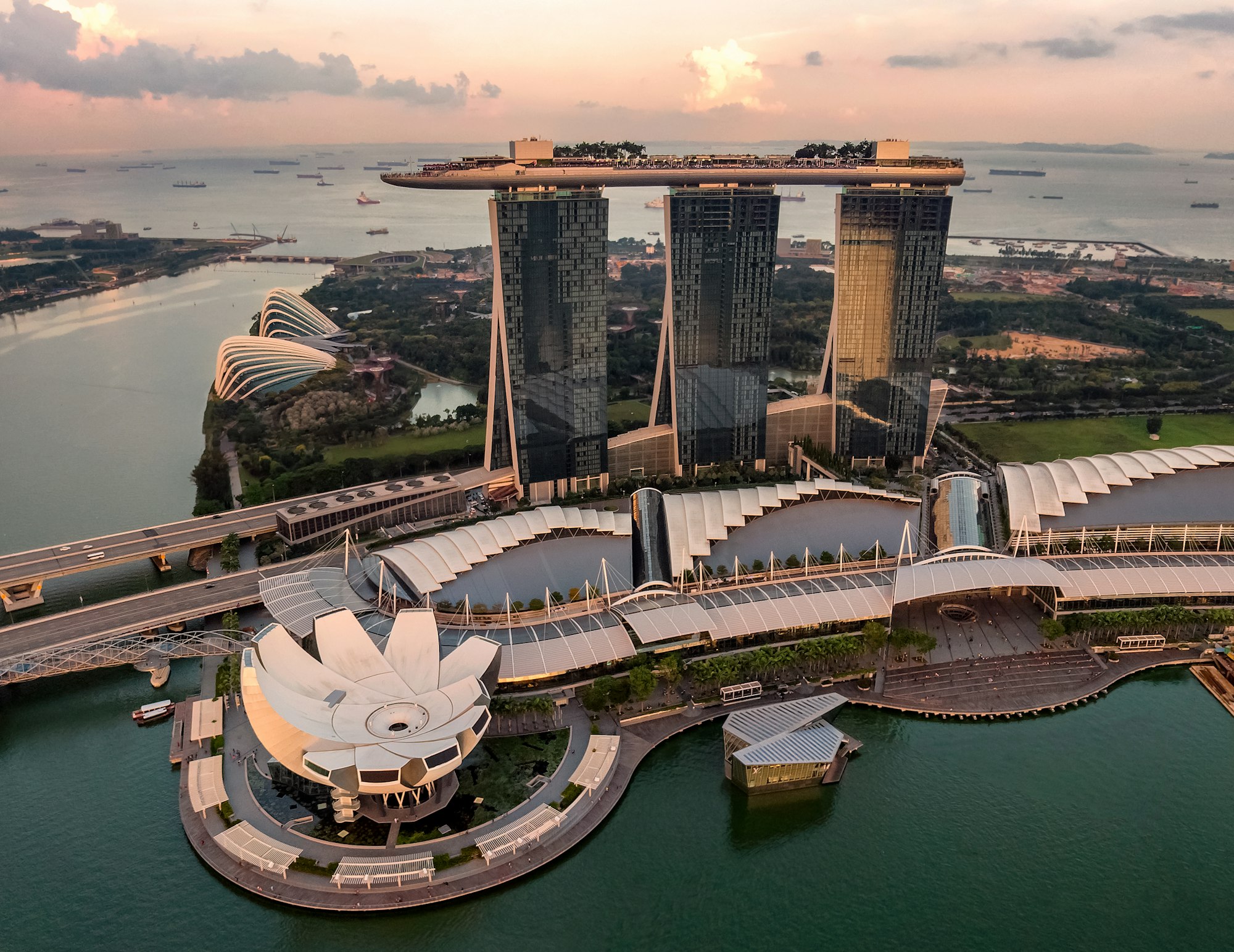 Singapore waterfront skyline at dusk